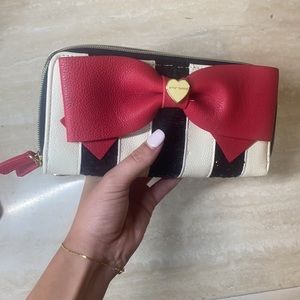 Betsy Johnson- Fun Sequin Stripe Red Bow Wallet